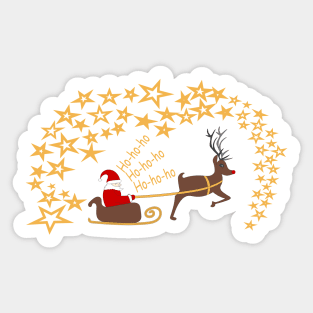 Santa Claus and Rudolph reindeer with stars Sticker